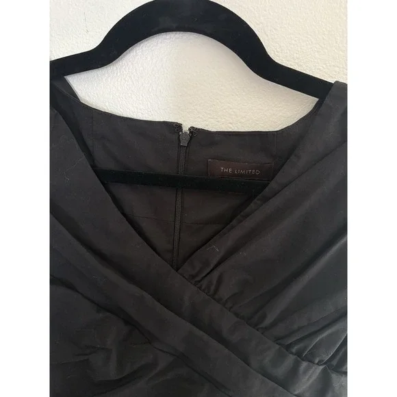 The Limited Womens Black Ruched Bodycon Mini Dress V-Neck Cap Sleeve Size Small - Picture 2 of 3